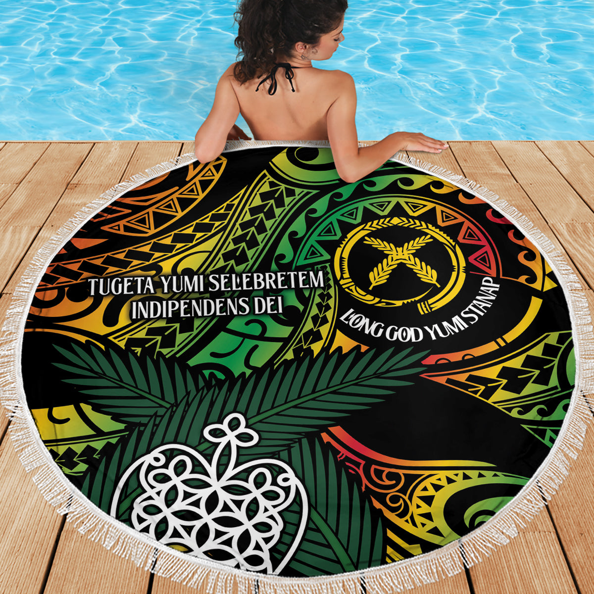 Vanuatu Indipendens Dei Beach Blanket Mix Traditional Sand Drawing LT7 - Polynesian Pride
