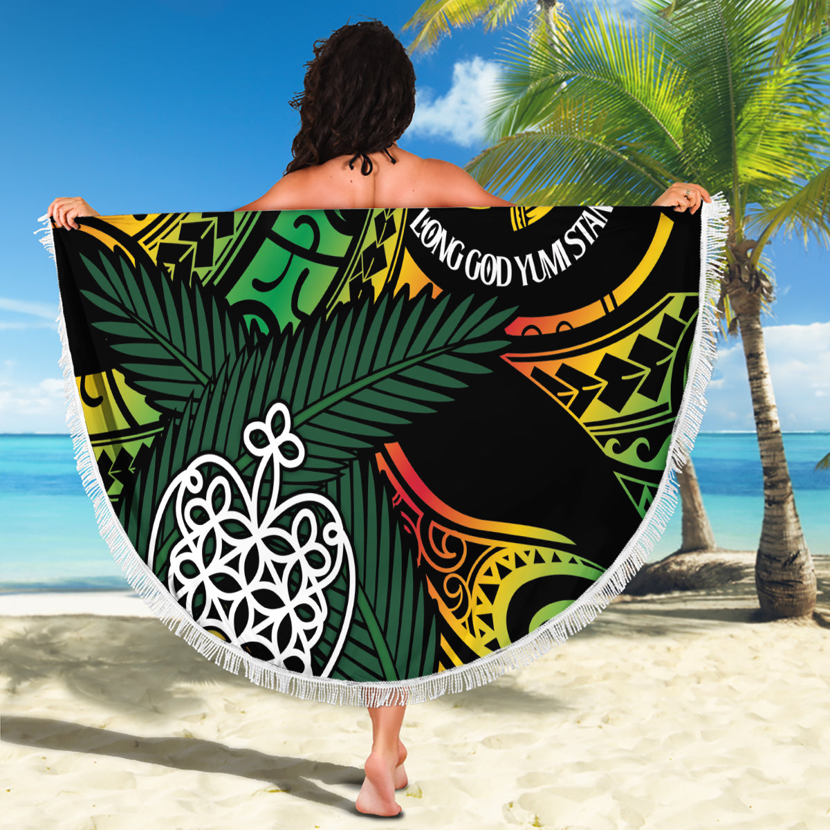 Vanuatu Indipendens Dei Beach Blanket Mix Traditional Sand Drawing LT7 - Polynesian Pride