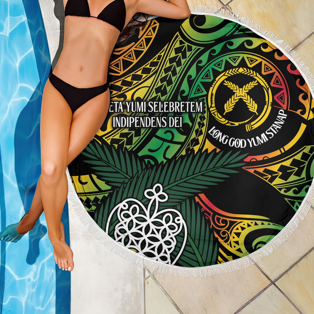 Vanuatu Indipendens Dei Beach Blanket Mix Traditional Sand Drawing LT7 - Polynesian Pride