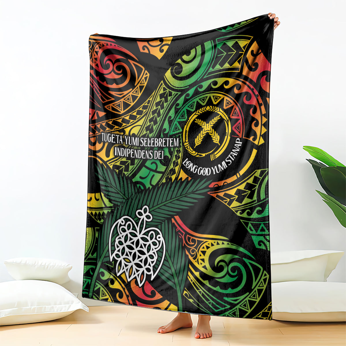 Vanuatu Indipendens Dei Blanket Mix Traditional Sand Drawing LT7 - Polynesian Pride