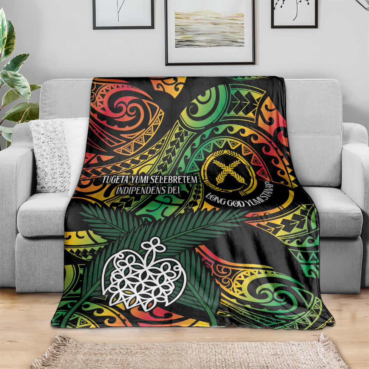 Vanuatu Indipendens Dei Blanket Mix Traditional Sand Drawing LT7 - Polynesian Pride