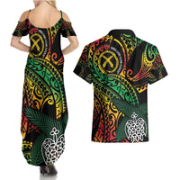 Vanuatu Indipendens Dei Couples Matching Summer Maxi Dress and Hawaiian Shirt Mix Traditional Sand Drawing LT7 - Polynesian Pride