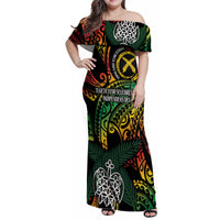 Vanuatu Indipendens Dei Family Matching Off Shoulder Maxi Dress and Hawaiian Shirt Mix Traditional Sand Drawing LT7 Mom's Dress Colorful - Polynesian Pride