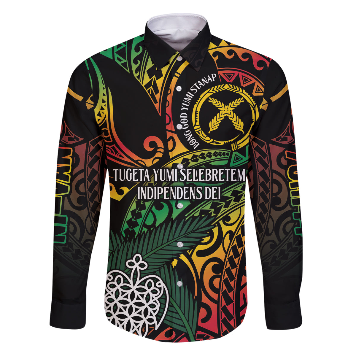 Vanuatu Indipendens Dei Family Matching Puletasi and Hawaiian Shirt Mix Traditional Sand Drawing LT7 Dad's Shirt - Long Sleeve Colorful - Polynesian Pride
