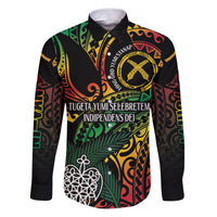 Vanuatu Indipendens Dei Family Matching Puletasi and Hawaiian Shirt Mix Traditional Sand Drawing LT7 Dad's Shirt - Long Sleeve Colorful - Polynesian Pride