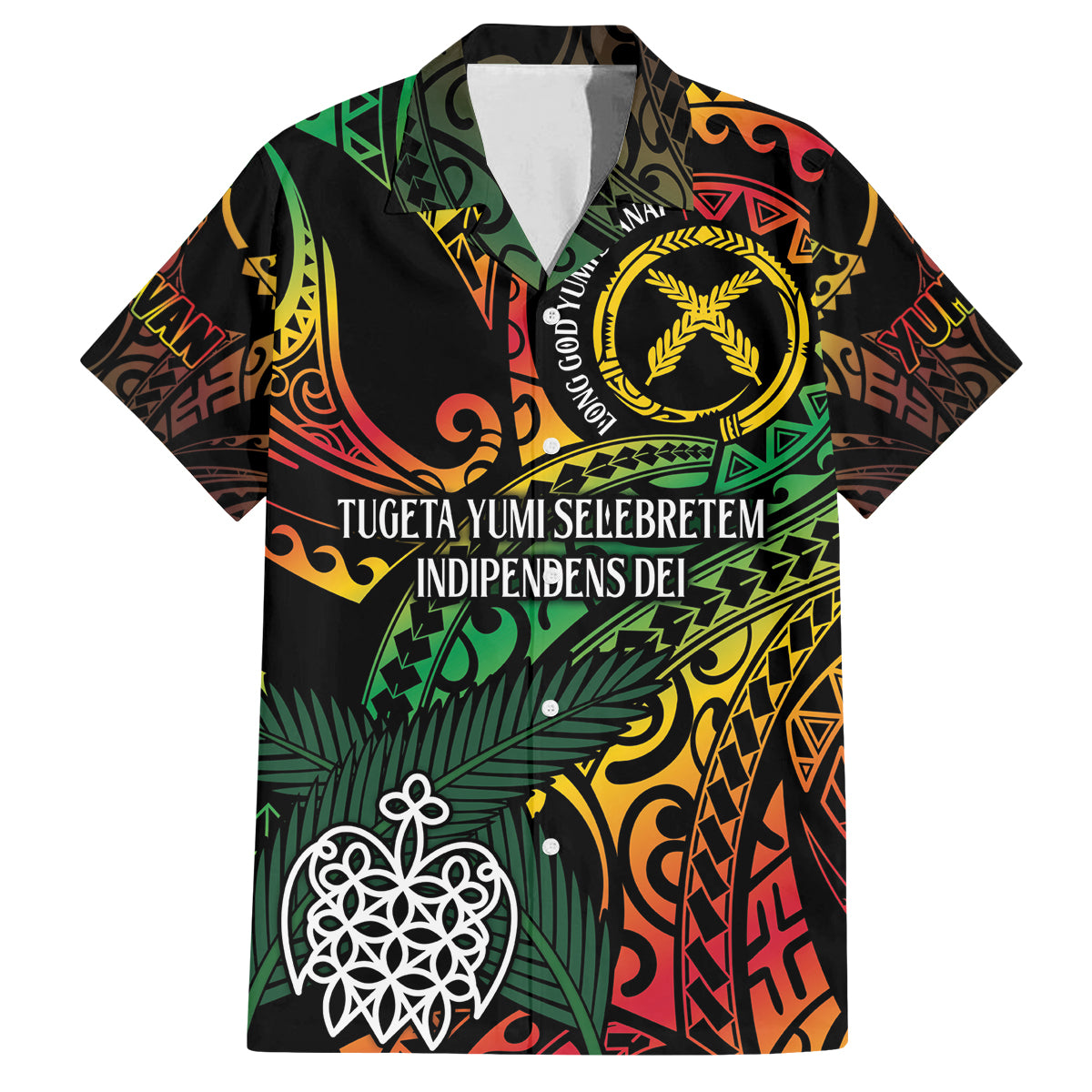 Vanuatu Indipendens Dei Family Matching Summer Maxi Dress and Hawaiian Shirt Mix Traditional Sand Drawing LT7 Dad's Shirt - Short Sleeve Colorful - Polynesian Pride