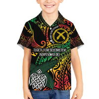 Vanuatu Indipendens Dei Family Matching Summer Maxi Dress and Hawaiian Shirt Mix Traditional Sand Drawing LT7 Son's Shirt Colorful - Polynesian Pride