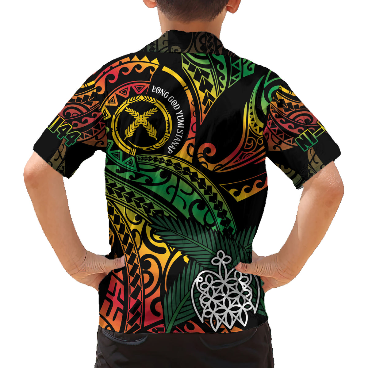 Vanuatu Indipendens Dei Kid Hawaiian Shirt Mix Traditional Sand Drawing