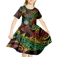 Vanuatu Indipendens Dei Kid Short Sleeve Dress Mix Traditional Sand Drawing
