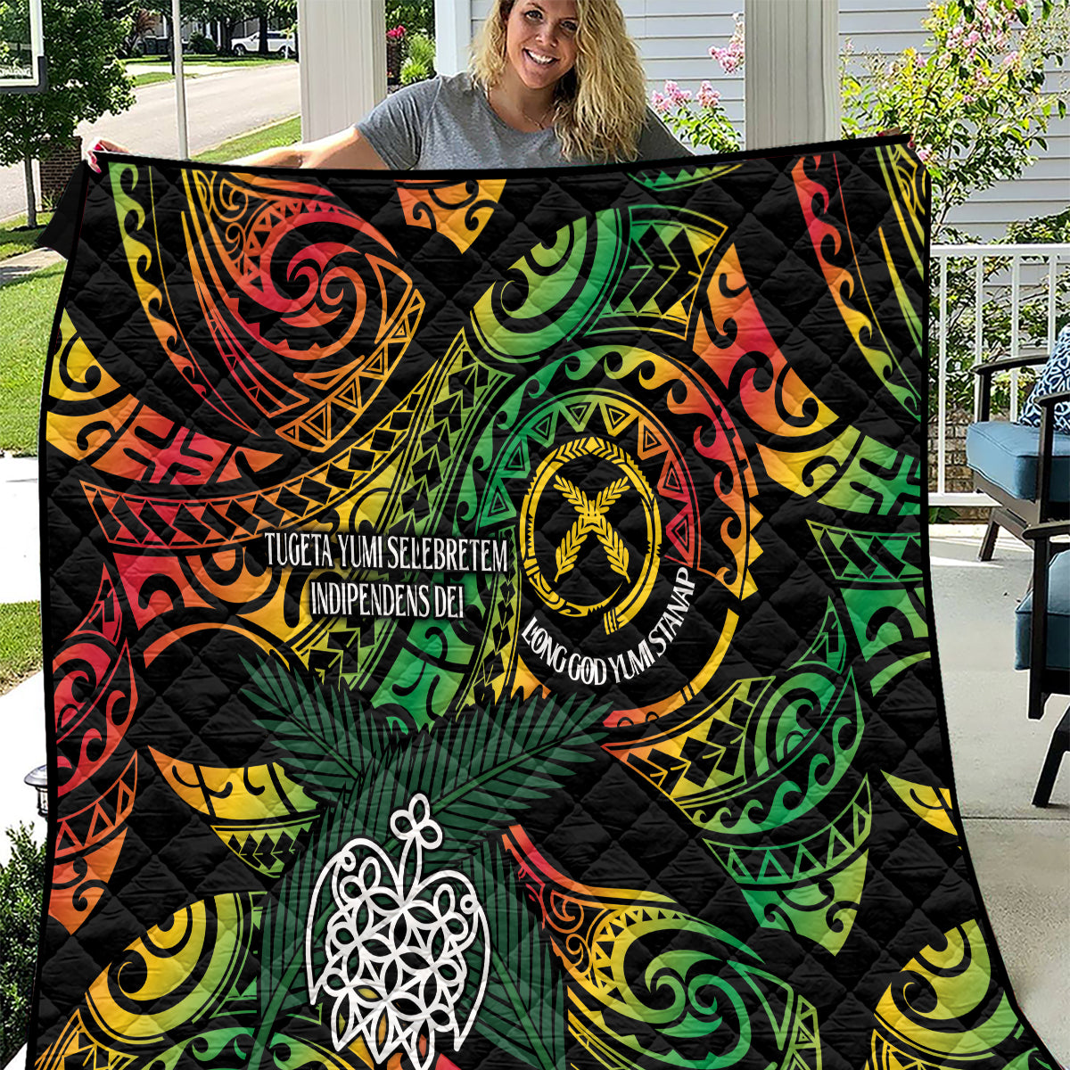 Vanuatu Indipendens Dei Quilt Mix Traditional Sand Drawing LT7 Colorful - Polynesian Pride