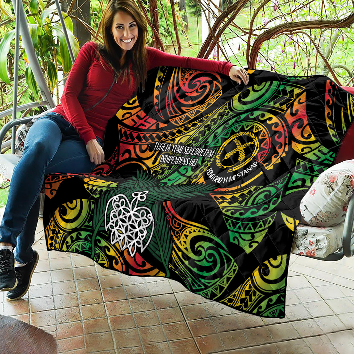 Vanuatu Indipendens Dei Quilt Mix Traditional Sand Drawing LT7 - Polynesian Pride