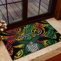 Vanuatu Indipendens Dei Rubber Doormat Mix Traditional Sand Drawing LT7 - Polynesian Pride