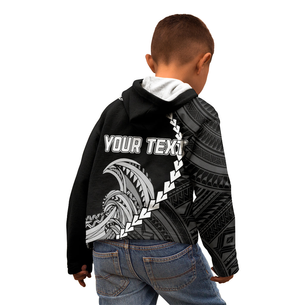 Personalised Guam Kid Hoodie Tribal Turtles Curves Style - Black LT7 - Polynesian Pride