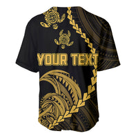 Personalised Guam Baseball Jersey Tribal Turtles Curves Style - Gold LT7 - Polynesian Pride