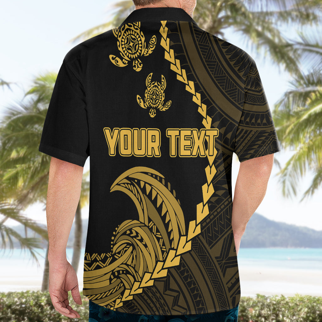 Personalised Guam Hawaiian Shirt Tribal Turtles Curves Style - Gold LT7 - Polynesian Pride