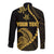 Personalised Guam Long Sleeve Button Shirt Tribal Turtles Curves Style - Gold LT7 - Polynesian Pride