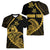 Personalised Guam Women V Neck T Shirt Tribal Turtles Curves Style - Gold LT7 - Polynesian Pride