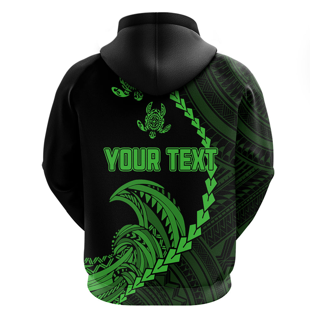 Custom Guam Hoodie Tribal Turtles Curves Style Green LT7 - Polynesian Pride