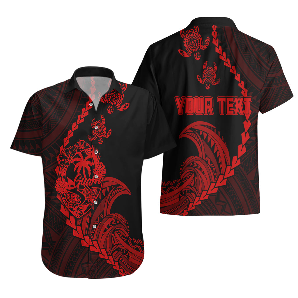 Personalised Guam Hawaiian Shirt Tribal Turtles Curves Style - Red LT7 - Polynesian Pride