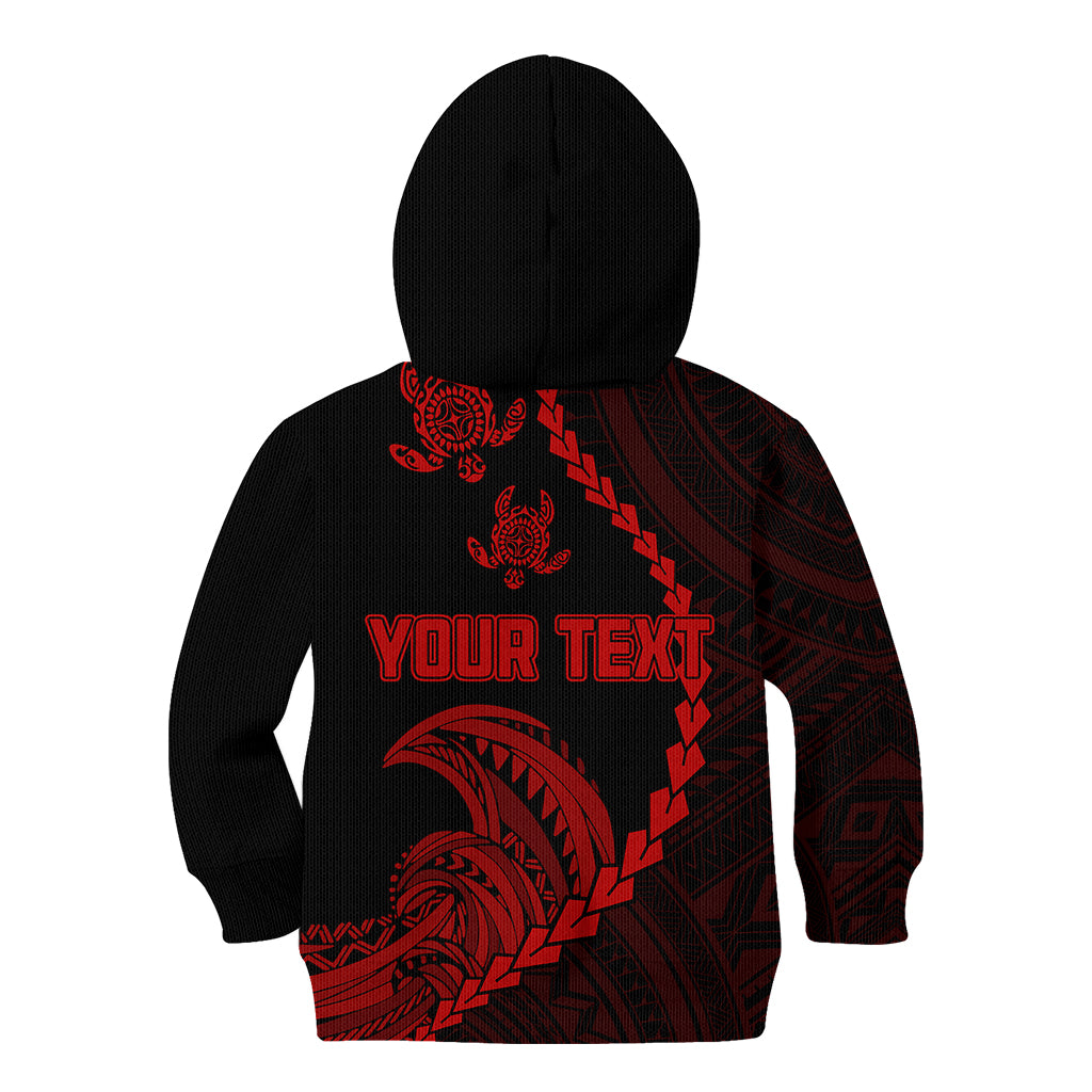Personalised Guam Kid Hoodie Tribal Turtles Curves Style - Red LT7 - Polynesian Pride