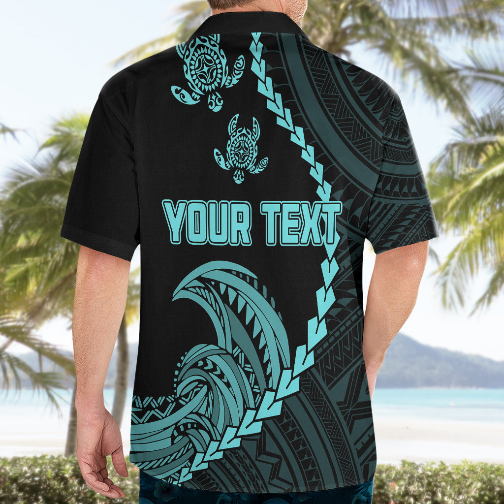 Personalised Guam Hawaiian Shirt Tribal Turtles Curves Style - Turquoise LT7 - Polynesian Pride