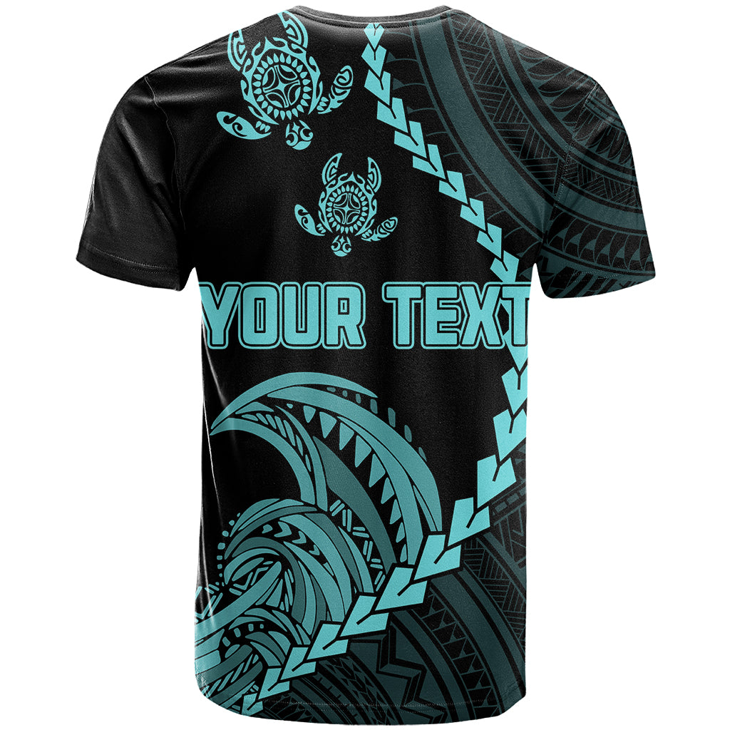 Custom Guam T Shirt Tribal Turtles Curves Style Turquoise LT7 - Polynesian Pride