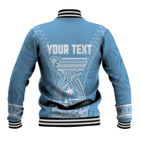 Personalised Guam Baseball Jacket Chamoro Latte Stone Mix Tropical - Blue LT7 - Polynesian Pride