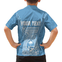 Personalised Guam Hawaiian Shirt Chamoro Latte Stone Mix Tropical - Blue LT7 - Polynesian Pride