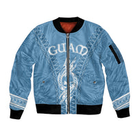 Personalised Guam Sleeve Zip Bomber Jacket Chamoro Latte Stone Mix Tropical - Blue LT7 Unisex Blue - Polynesian Pride