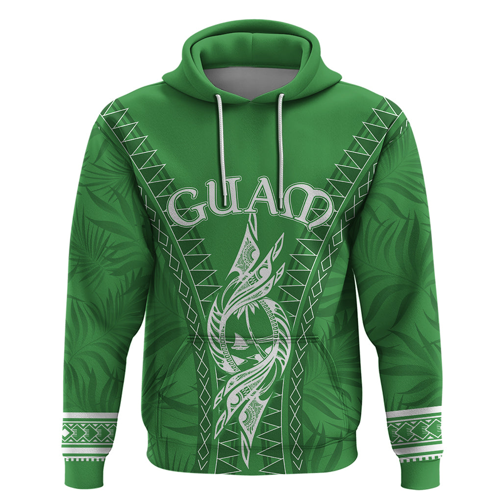 Custom Guam Hoodie Chamoro Latte Stone Mix Tropical Green LT7 Pullover Hoodie Green - Polynesian Pride