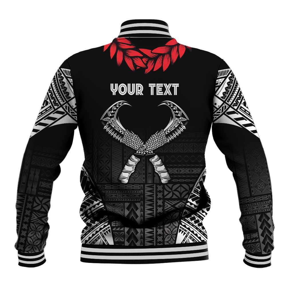 Personalized Talofa Samoa Baseball Jacket Ulafala With Toa Nifo'oti - Black