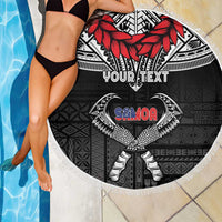 Personalized Talofa Samoa Beach Blanket Ulafala With Toa Nifo'oti - Black