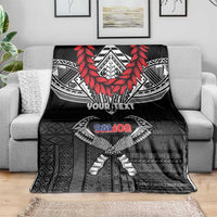 Personalized Talofa Samoa Blanket Ulafala With Toa Nifo'oti - Black