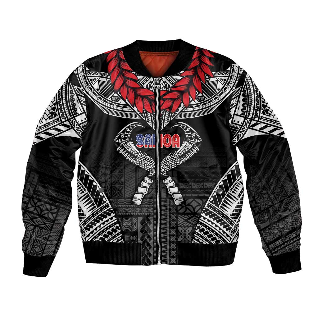 Personalized Talofa Samoa Bomber Jacket Ulafala With Toa Nifo'oti - Black