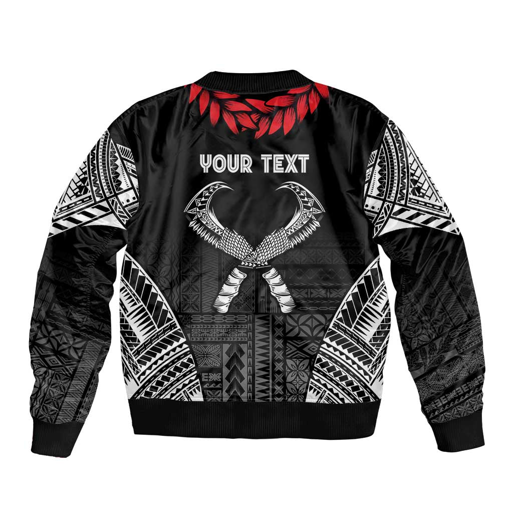 Personalized Talofa Samoa Bomber Jacket Ulafala With Toa Nifo'oti - Black