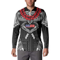 Personalized Talofa Samoa Button Sweatshirt Ulafala With Toa Nifo'oti - Black