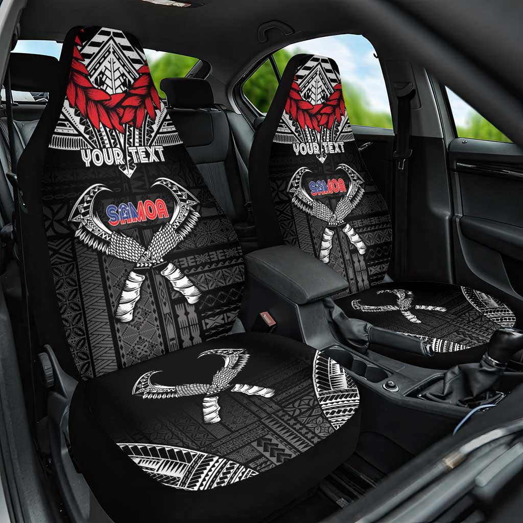 Personalized Talofa Samoa Car Seat Cover Ulafala With Toa Nifo'oti - Black