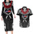 Personalized Talofa Samoa Couples Matching Long Sleeve Bodycon Dress and Hawaiian Shirt Ulafala With Toa Nifo'oti - Black