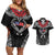 Personalized Talofa Samoa Couples Matching Off Shoulder Short Dress and Hawaiian Shirt Ulafala With Toa Nifo'oti - Black
