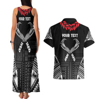 Personalized Talofa Samoa Couples Matching Tank Maxi Dress and Hawaiian Shirt Ulafala With Toa Nifo'oti - Black