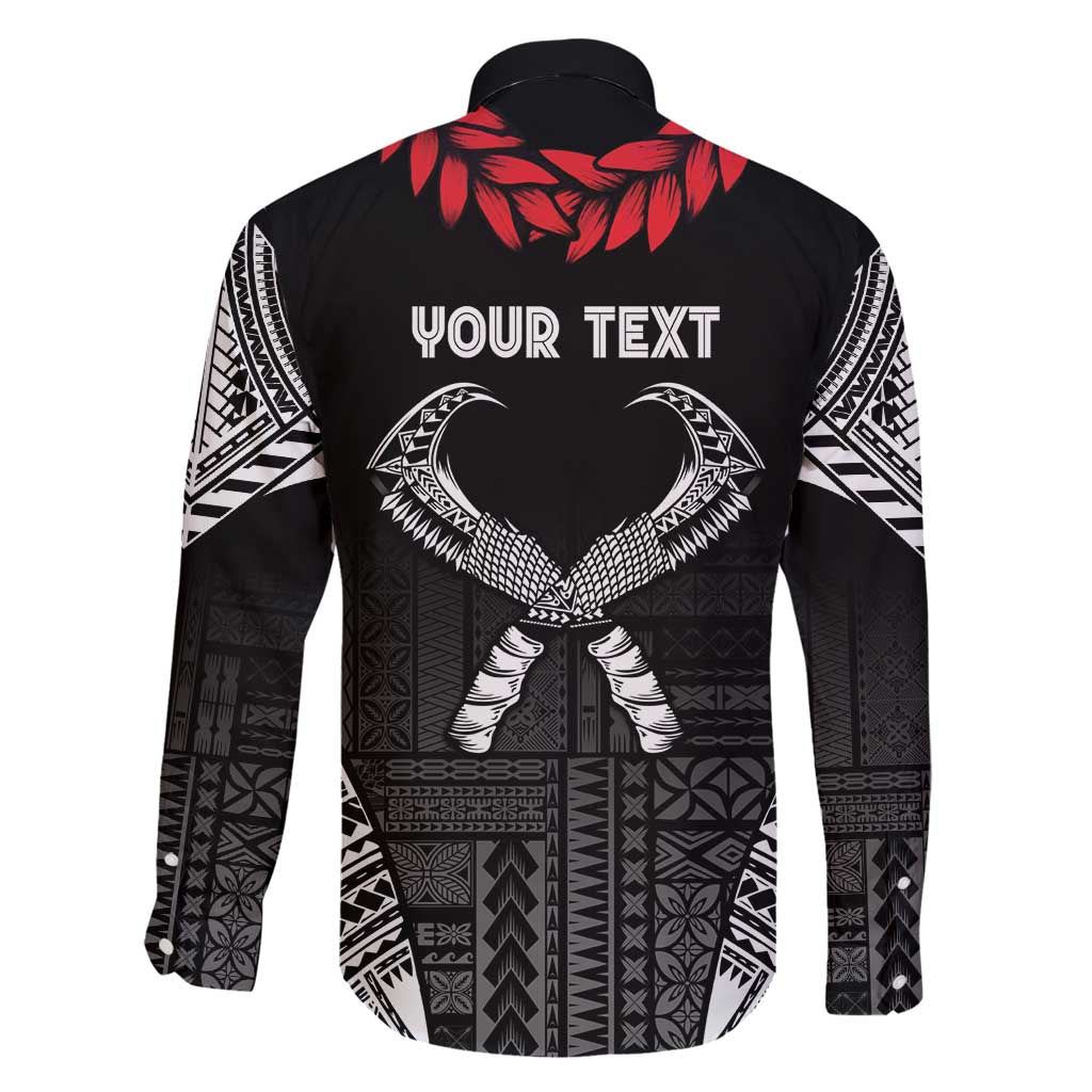 Personalized Talofa Samoa Family Matching Off Shoulder Short Dress and Hawaiian Shirt Ulafala With Toa Nifo'oti - Black