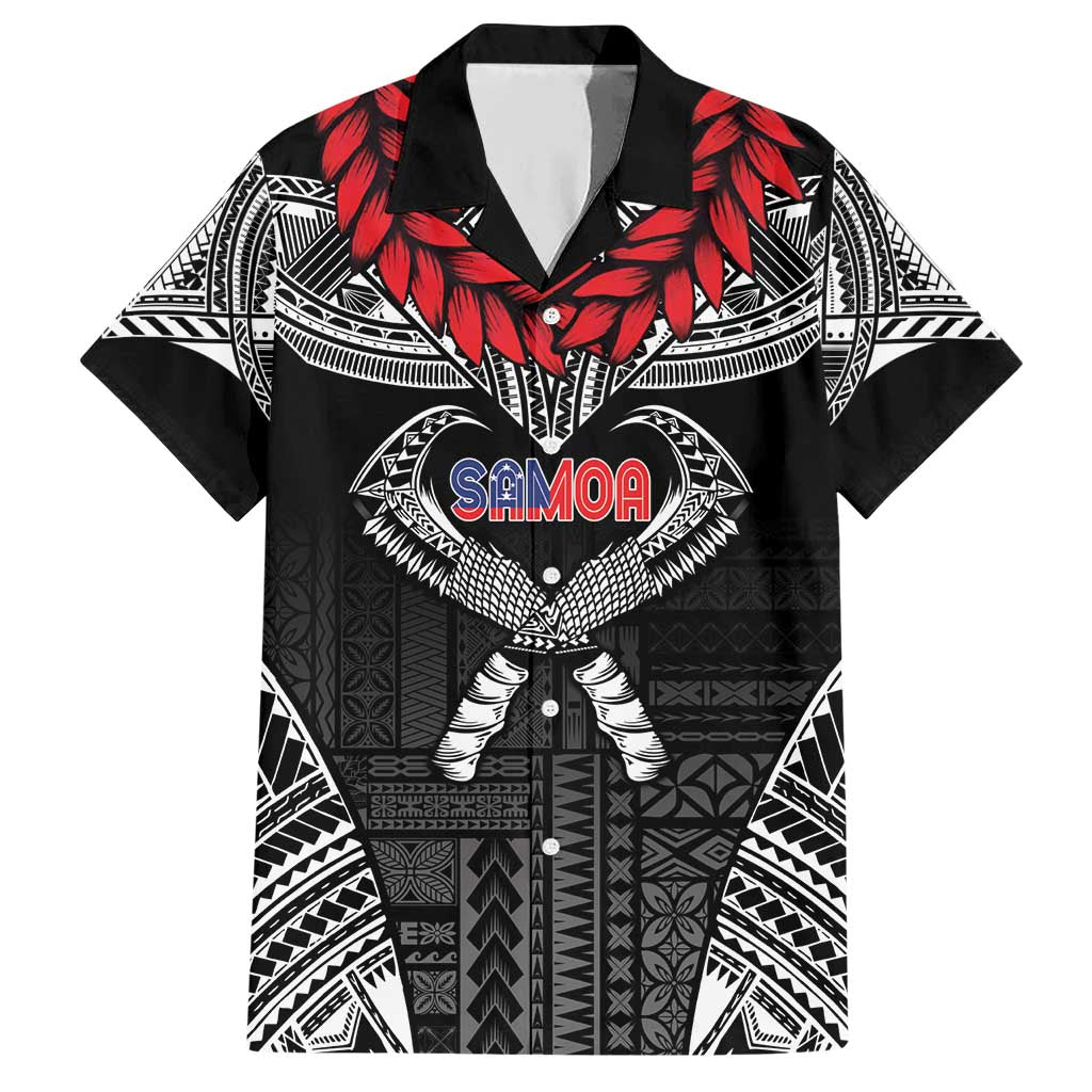 Personalized Talofa Samoa Family Matching Short Sleeve Bodycon Dress and Hawaiian Shirt Ulafala With Toa Nifo'oti - Black