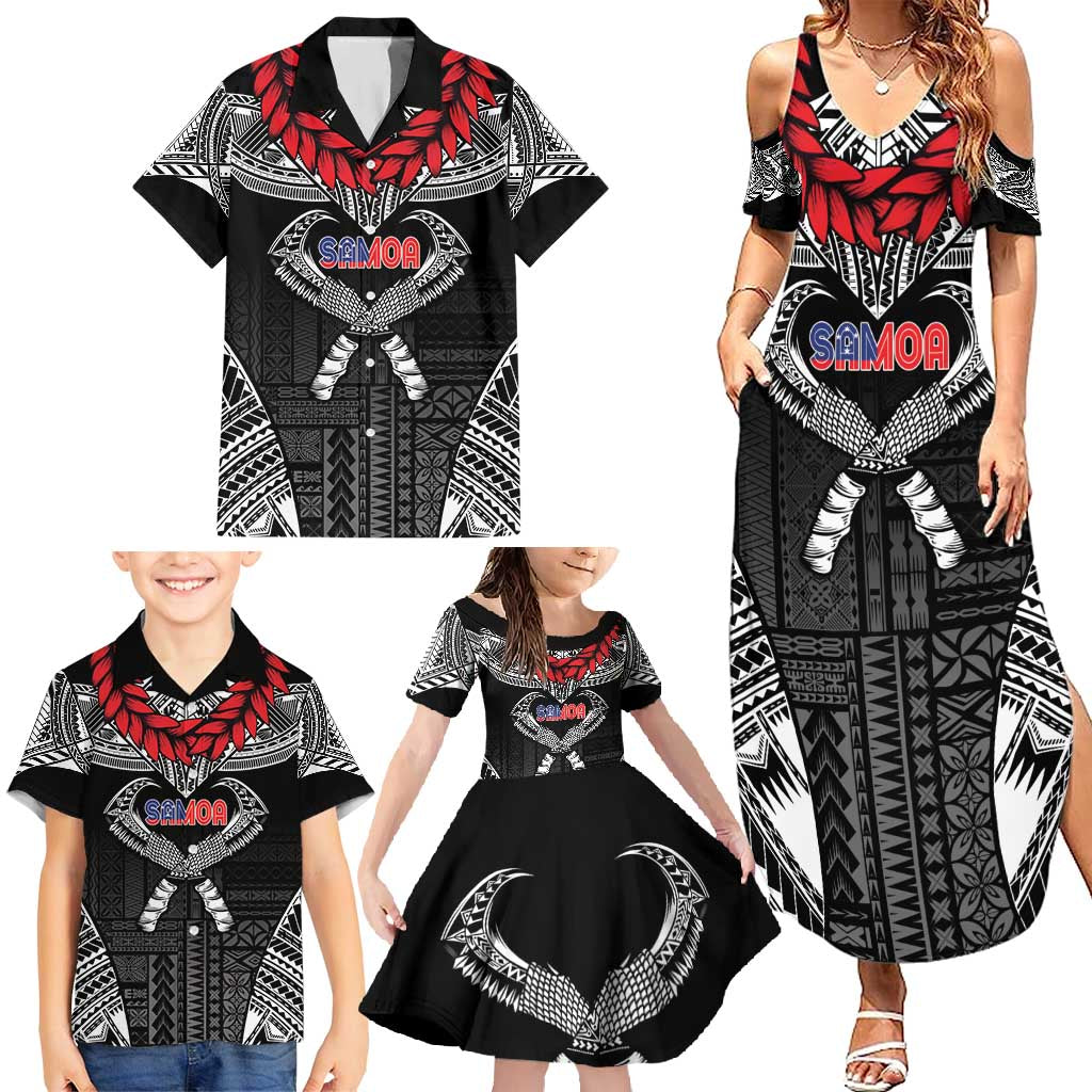 Personalized Talofa Samoa Family Matching Summer Maxi Dress and Hawaiian Shirt Ulafala With Toa Nifo'oti - Black