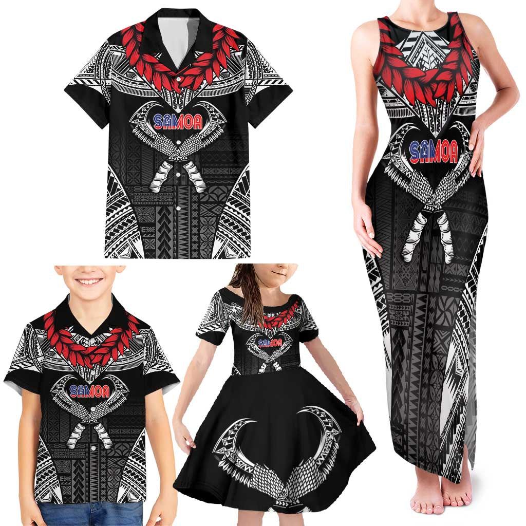 Personalized Talofa Samoa Family Matching Tank Maxi Dress and Hawaiian Shirt Ulafala With Toa Nifo'oti - Black