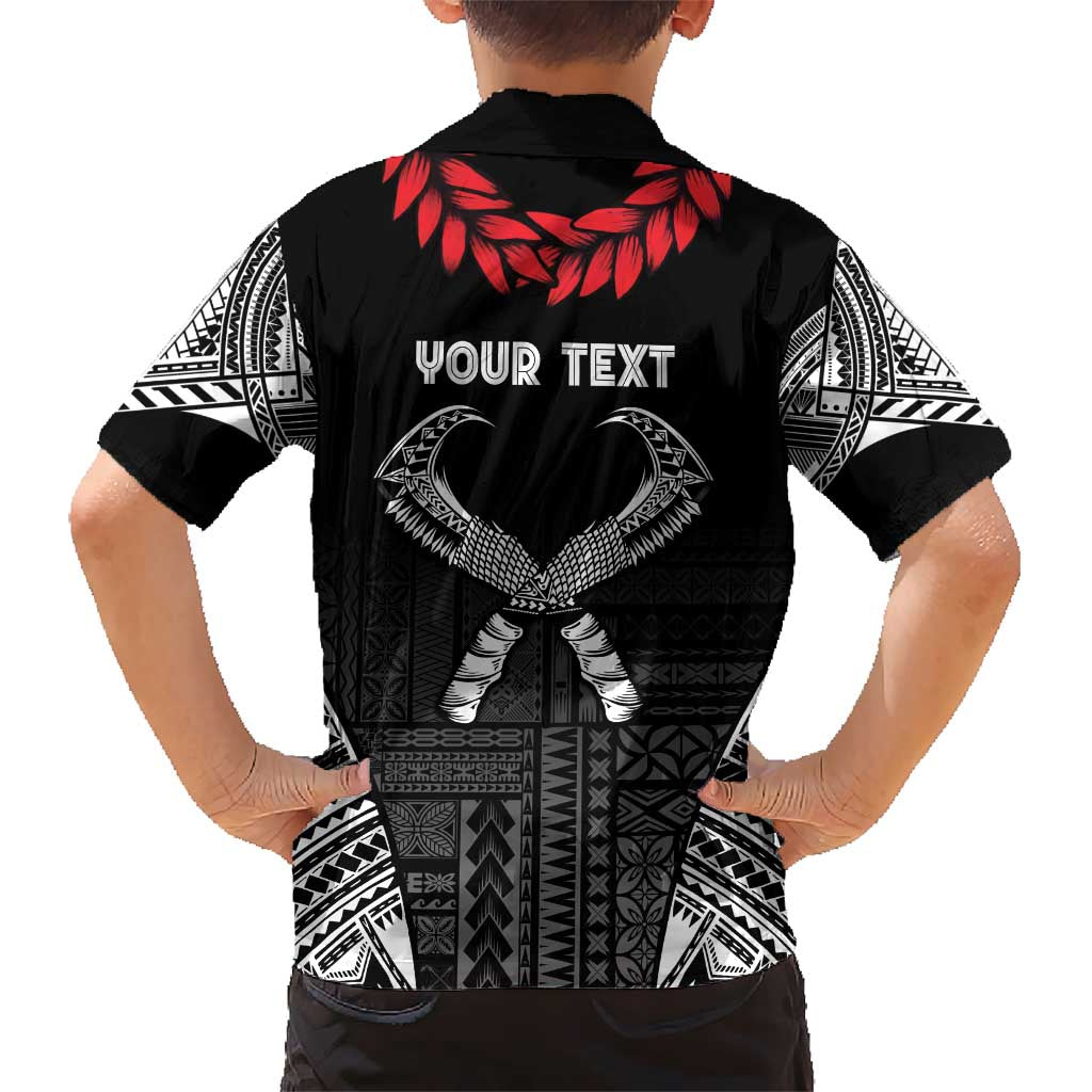 Personalized Talofa Samoa Kid Hawaiian Shirt Ulafala With Toa Nifo'oti - Black