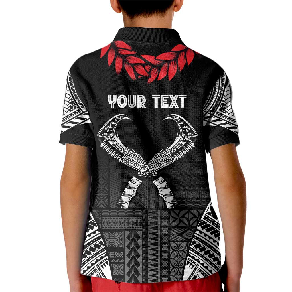 Personalized Talofa Samoa Kid Polo Shirt Ulafala With Toa Nifo'oti - Black