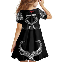 Personalized Talofa Samoa Kid Short Sleeve Dress Ulafala With Toa Nifo'oti - Black