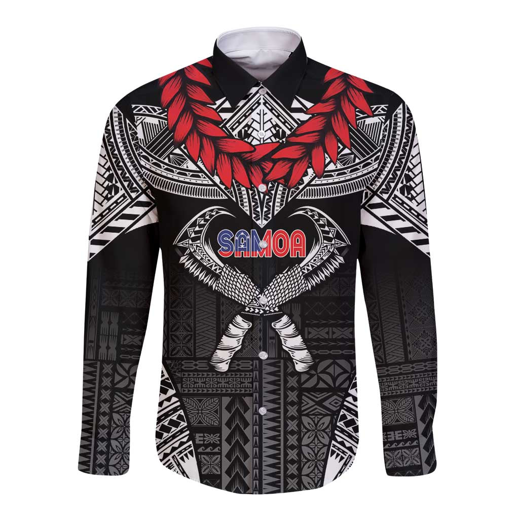 Personalized Talofa Samoa Long Sleeve Button Shirt Ulafala With Toa Nifo'oti - Black