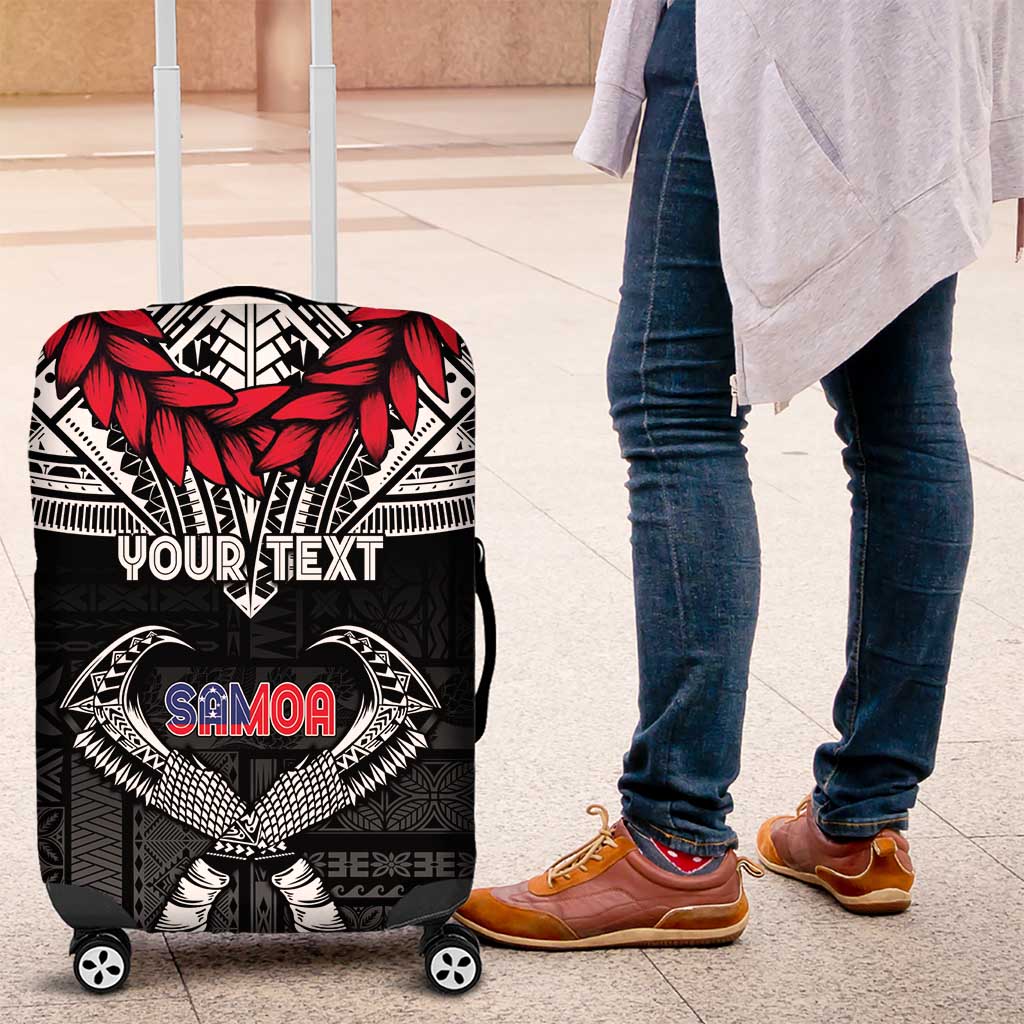 Personalized Talofa Samoa Luggage Cover Ulafala With Toa Nifo'oti - Black