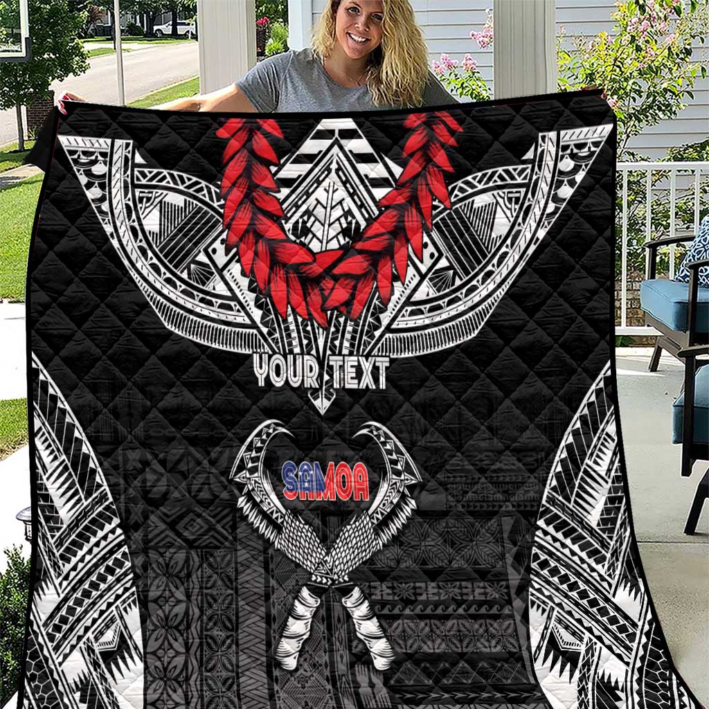 Personalized Talofa Samoa Quilt Ulafala With Toa Nifo'oti - Black